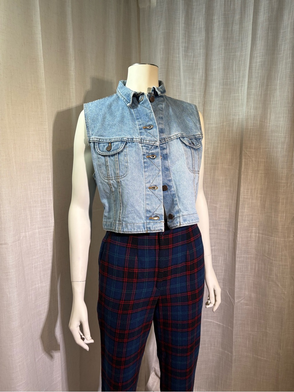 Vintage Lee Zig Zag Stitch Denim Trucker Vest